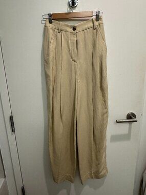COS high waist linen pants - cream/ beige - size 2